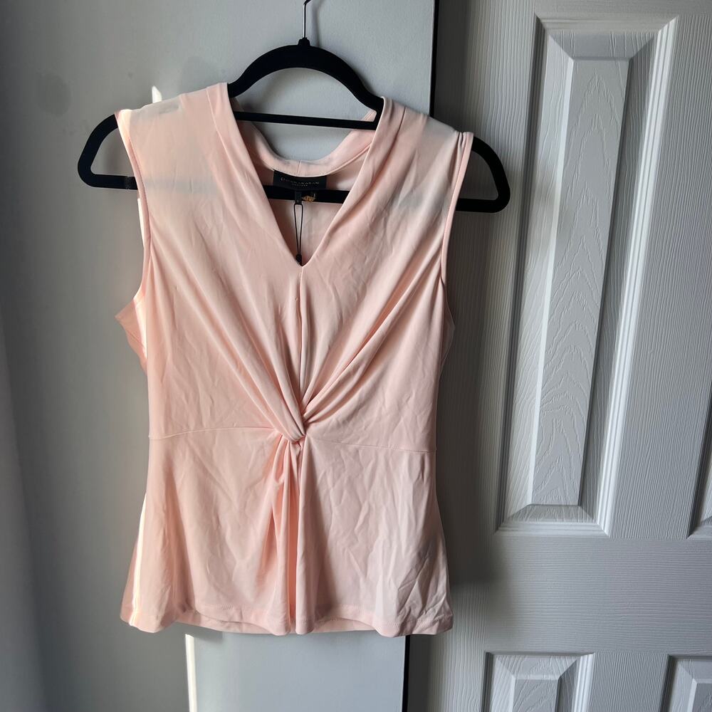 New Donna Karan New York Bare Necessities Pale Pink V Neck Sleeveless Blouse - S